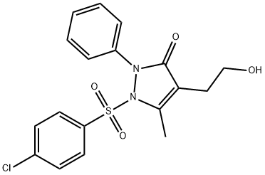 1-[(4-CHLOROPHENYL)SULFONYL]-4-(2-HYDROXYETHYL)-5-METHYL-2-PHENYL-1,2-DIHYDRO-3H-PYRAZOL-3-ONE Struktur