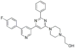 2-(4-(6-[5-(4-FLUORO-PHENYL)-PYRIDIN-3-YL]-2-PHENYL-PYRIMIDIN-4-YL)-PIPERAZIN-1-YL)-ETHANOL Struktur