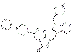 (E)-5-((1-(4-METHYLBENZYL)-1H-INDOL-3-YL)METHYLENE)-3-(2-OXO-2-(4-PHENYLPIPERAZIN-1-YL)ETHYL)THIAZOLIDINE-2,4-DIONE Struktur