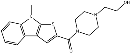 [4-(2-HYDROXYETHYL)PIPERAZINO](8-METHYL-8H-THIENO[2,3-B]INDOL-2-YL)METHANONE Struktur