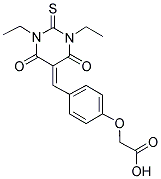 {4-[(1,3-DIETHYL-4,6-DIOXO-2-THIOXOTETRAHYDROPYRIMIDIN-5(2H)-YLIDENE)METHYL]PHENOXY}ACETIC ACID Struktur