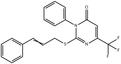 3-PHENYL-2-([(E)-3-PHENYL-2-PROPENYL]SULFANYL)-6-(TRIFLUOROMETHYL)-4(3H)-PYRIMIDINONE Struktur