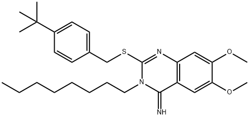 2-([4-(TERT-BUTYL)BENZYL]SULFANYL)-6,7-DIMETHOXY-3-OCTYL-4(3H)-QUINAZOLINIMINE Struktur