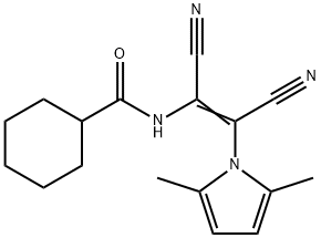 N-[(Z)-1,2-DICYANO-2-(2,5-DIMETHYL-1H-PYRROL-1-YL)ETHENYL]CYCLOHEXANECARBOXAMIDE Struktur