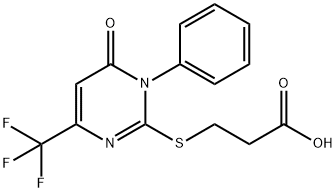 3-([6-OXO-1-PHENYL-4-(TRIFLUOROMETHYL)-1,6-DIHYDRO-2-PYRIMIDINYL]SULFANYL)PROPANOIC ACID Struktur