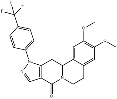 2,3-DIMETHOXY-11-[4-(TRIFLUOROMETHYL)PHENYL]-5,11,12,12A-TETRAHYDROPYRAZOLO[3',4':4,5]PYRIDO[2,1-A]ISOQUINOLIN-8(6H)-ONE Struktur