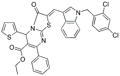 (Z)-ETHYL 2-((1-(2,4-DICHLOROBENZYL)-1H-INDOL-3-YL)METHYLENE)-3-OXO-7-PHENYL-5-(THIOPHEN-2-YL)-3,5-DIHYDRO-2H-THIAZOLO[3,2-A]PYRIMIDINE-6-CARBOXYLATE Struktur