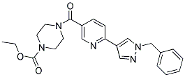 4-[6-(1-BENZYL-1H-PYRAZOL-4-YL)-PYRIDINE-3-CARBONYL]-PIPERAZINE-1-CARBOXYLIC ACID ETHYL ESTER Struktur