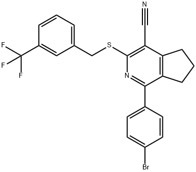 1-(4-BROMOPHENYL)-3-([3-(TRIFLUOROMETHYL)BENZYL]SULFANYL)-6,7-DIHYDRO-5H-CYCLOPENTA[C]PYRIDINE-4-CARBONITRILE Struktur