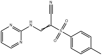 2-((4-METHYLPHENYL)SULFONYL)-3-(PYRIMIDIN-2-YLAMINO)PROP-2-ENENITRILE Struktur