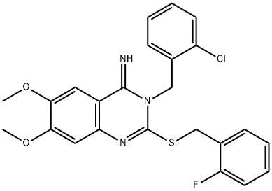 3-(2-CHLOROBENZYL)-2-[(2-FLUOROBENZYL)SULFANYL]-6,7-DIMETHOXY-4(3H)-QUINAZOLINIMINE Struktur