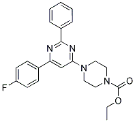 4-[6-(4-FLUORO-PHENYL)-2-PHENYL-PYRIMIDIN-4-YL]-PIPERAZINE-1-CARBOXYLIC ACID ETHYL ESTER Struktur