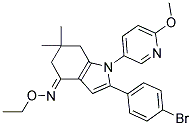 2-(4-BROMOPHENYL)-6,6-DIMETHYL-1-(5-(2-METHOXYPYRIDYL))(5,6,7-TRIHYDROINDOL)-4-O-ETHYLOXIME Struktur