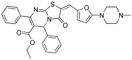 (E)-ETHYL 2-((5-(4-METHYLPIPERAZIN-1-YL)FURAN-2-YL)METHYLENE)-3-OXO-5,7-DIPHENYL-3,5-DIHYDRO-2H-THIAZOLO[3,2-A]PYRIMIDINE-6-CARBOXYLATE Struktur