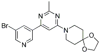 8-[6-(5-BROMOPYRIDIN-3-YL)-2-METHYLPYRIMIDIN-4-YL]-1,4-DIOXA-8-AZASPIRO[4.5]DECANE Struktur