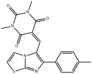 1,3-DIMETHYL-5-([6-(4-METHYLPHENYL)IMIDAZO[2,1-B][1,3]THIAZOL-5-YL]METHYLENE)-2,4,6(1H,3H,5H)-PYRIMIDINETRIONE Struktur