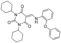 1,3-DICYCLOHEXYL-5-((2-PHENOXYPHENYLAMINO)METHYLENE)PYRIMIDINE-2,4,6(1H,3H,5H)-TRIONE Struktur