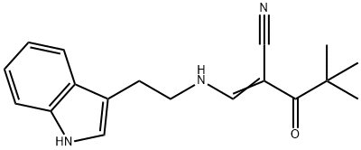 2-(2,2-DIMETHYLPROPANOYL)-3-((2-INDOL-3-YLETHYL)AMINO)PROP-2-ENENITRILE Struktur