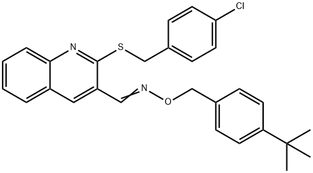 2-[(4-CHLOROBENZYL)SULFANYL]-3-QUINOLINECARBALDEHYDE O-[4-(TERT-BUTYL)BENZYL]OXIME Struktur