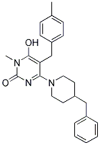 4-(4-BENZYL-PIPERIDIN-1-YL)-6-HYDROXY-1-METHYL-5-(4-METHYL-BENZYL)-1H-PYRIMIDIN-2-ONE Struktur