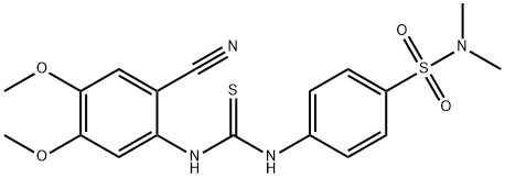 4-([(2-CYANO-4,5-DIMETHOXYANILINO)CARBOTHIOYL]AMINO)-N,N-DIMETHYLBENZENESULFONAMIDE Struktur