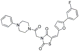 (E)-5-((5-(3-FLUOROPHENYL)FURAN-2-YL)METHYLENE)-3-(2-OXO-2-(4-PHENYLPIPERAZIN-1-YL)ETHYL)THIAZOLIDINE-2,4-DIONE Struktur