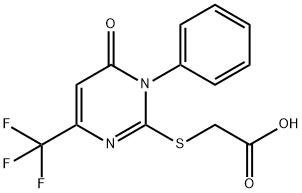 2-([6-OXO-1-PHENYL-4-(TRIFLUOROMETHYL)-1,6-DIHYDRO-2-PYRIMIDINYL]SULFANYL)ACETIC ACID Struktur