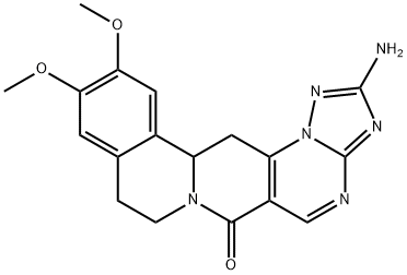 2-AMINO-11,12-DIMETHOXY-8,9,13B,14-TETRAHYDRO-6H-[1,2,4]TRIAZOLO[5'',1'':2',3']PYRIMIDO[4',5':4,5]PYRIDO[2,1-A]ISOQUINOLIN-6-ONE Struktur