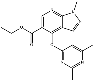 ETHYL 4-[(2,6-DIMETHYL-4-PYRIMIDINYL)OXY]-1-METHYL-1H-PYRAZOLO[3,4-B]PYRIDINE-5-CARBOXYLATE Struktur