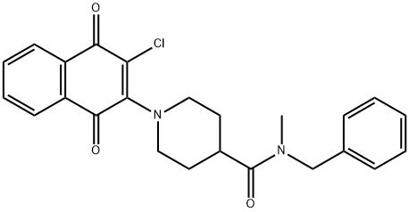 N-BENZYL-1-(3-CHLORO-1,4-DIOXO-1,4-DIHYDRO-2-NAPHTHALENYL)-N-METHYL-4-PIPERIDINECARBOXAMIDE Struktur