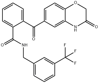 2-[(3-OXO-3,4-DIHYDRO-2H-1,4-BENZOXAZIN-6-YL)CARBONYL]-N-[3-(TRIFLUOROMETHYL)BENZYL]BENZENECARBOXAMIDE Struktur