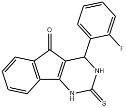 4-(2-FLUOROPHENYL)-2-THIOXO-1,2,3,4-TETRAHYDRO-5H-INDENO[1,2-D]PYRIMIDIN-5-ONE Struktur