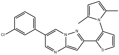 6-(3-CHLOROPHENYL)-2-[3-(2,5-DIMETHYL-1H-PYRROL-1-YL)-2-THIENYL]PYRAZOLO[1,5-A]PYRIMIDINE Struktur