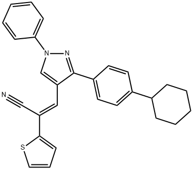 (E)-3-[3-(4-CYCLOHEXYLPHENYL)-1-PHENYL-1H-PYRAZOL-4-YL]-2-(2-THIENYL)-2-PROPENENITRILE Struktur