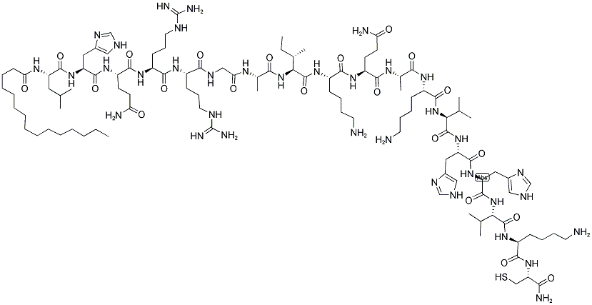 MYR-LHQRRGAIKQAKVHHVKC-NH2 Struktur