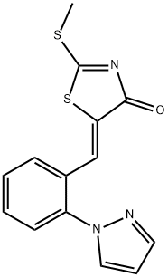 2-(METHYLSULFANYL)-5-((Z)-[2-(1H-PYRAZOL-1-YL)PHENYL]METHYLIDENE)-1,3-THIAZOL-4-ONE Struktur