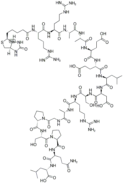 BIOTIN-ARG-ARG-ALA-ALA-GLU-GLU-LEU-ASP-SER-ARG-ALA-GLY-PSER-PRO-GLN-LEU-OH Struktur