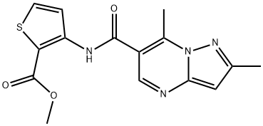 METHYL 3-([(2,7-DIMETHYLPYRAZOLO[1,5-A]PYRIMIDIN-6-YL)CARBONYL]AMINO)-2-THIOPHENECARBOXYLATE Struktur