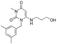 1-(3,5-DIMETHYLBENZYL)-6-[(3-HYDROXYPROPYL)AMINO]-3-METHYLPYRIMIDINE-2,4(1H,3H)-DIONE Struktur