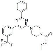 4-[2-PHENYL-6-(3-TRIFLUOROMETHYL-PHENYL)-PYRIMIDIN-4-YL]-PIPERAZINE-1-CARBOXYLIC ACID ETHYL ESTER Struktur