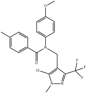 N-([5-CHLORO-1-METHYL-3-(TRIFLUOROMETHYL)-1H-PYRAZOL-4-YL]METHYL)-N-(4-METHOXYPHENYL)-4-METHYLBENZENECARBOXAMIDE Struktur