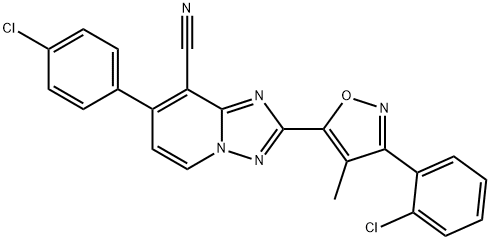 7-(4-CHLOROPHENYL)-2-[3-(2-CHLOROPHENYL)-4-METHYL-5-ISOXAZOLYL][1,2,4]TRIAZOLO[1,5-A]PYRIDINE-8-CARBONITRILE Struktur