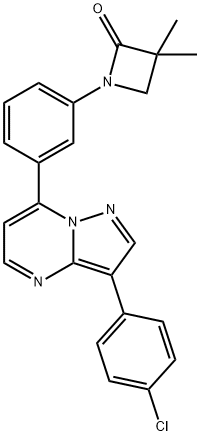 1-(3-[3-(4-CHLOROPHENYL)PYRAZOLO[1,5-A]PYRIMIDIN-7-YL]PHENYL)-3,3-DIMETHYL-2-AZETANONE Struktur