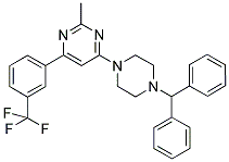 4-(4-BENZHYDRYL-PIPERAZIN-1-YL)-2-METHYL-6-(3-TRIFLUOROMETHYL-PHENYL)-PYRIMIDINE Struktur