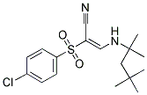 2-((4-CHLOROPHENYL)SULFONYL)-3-((1,1,3,3-TETRAMETHYLBUTYL)AMINO)PROP-2-ENENITRILE Struktur