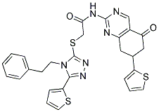 N-(5-OXO-7-(THIOPHEN-2-YL)-5,6,7,8-TETRAHYDROQUINAZOLIN-2-YL)-2-(4-PHENETHYL-5-(THIOPHEN-2-YL)-4H-1,2,4-TRIAZOL-3-YLTHIO)ACETAMIDE Struktur