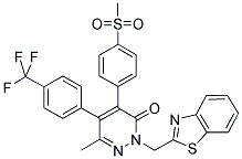 2-BENZOTHIAZOL-2-YLMETHYL-4-(4-METHANESULFONYL-PHENYL)-6-METHYL-5-(4-TRIFLUOROMETHYL-PHENYL)-2H-PYRIDAZIN-3-ONE Struktur