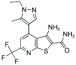 3-AMINO-4-(1-ETHYL-5-METHYL-1H-PYRAZOL-4-YL)-6-TRIFLUOROMETHYL-THIENO[2,3-B]PYRIDINE-2-CARBOXYLIC ACID AMIDE Struktur