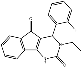 3-ETHYL-4-(2-FLUOROPHENYL)-3,4-DIHYDRO-1H-INDENO[1,2-D]PYRIMIDINE-2,5-DIONE Struktur