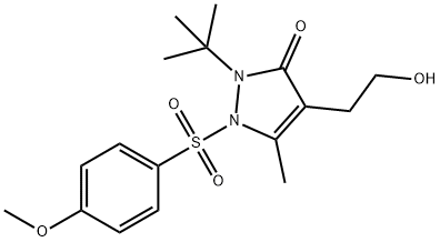 2-(TERT-BUTYL)-4-(2-HYDROXYETHYL)-1-[(4-METHOXYPHENYL)SULFONYL]-5-METHYL-1,2-DIHYDRO-3H-PYRAZOL-3-ONE Struktur